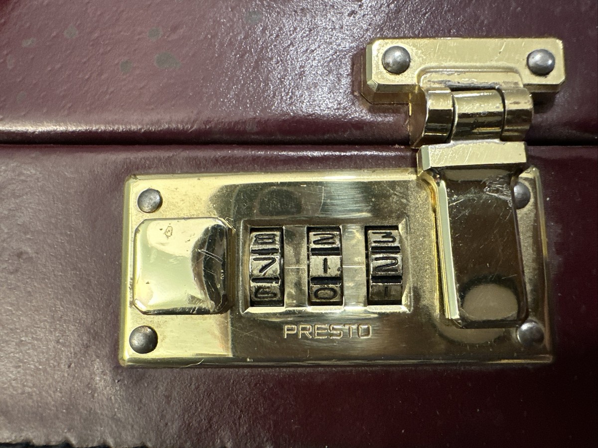 Vintage Burgundy Leather Presto Pilot Briefcase with 3 Digit Combo