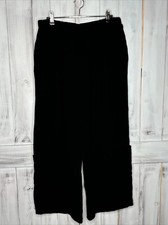Bryn Walker Casbah Pants Women's XL Black Crinkle Cotton Wide Leg Cropped Airy