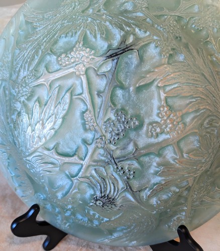 Phoenix/Consolidated Glass Company GREEN Cockatoo Parrot Large 13" Bowl - Picture 11 of 15