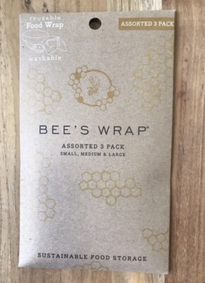 New Bee's Wrap Assorted 3 Pack, Eco Friendly Reusable Food Wraps, Sustainable