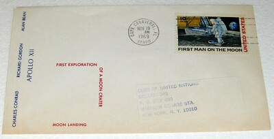 APOLLO 12 1969 2nd MOON LANDING CACHET of ASTRONAUT NAMES COVER CAPE CANAVERAL