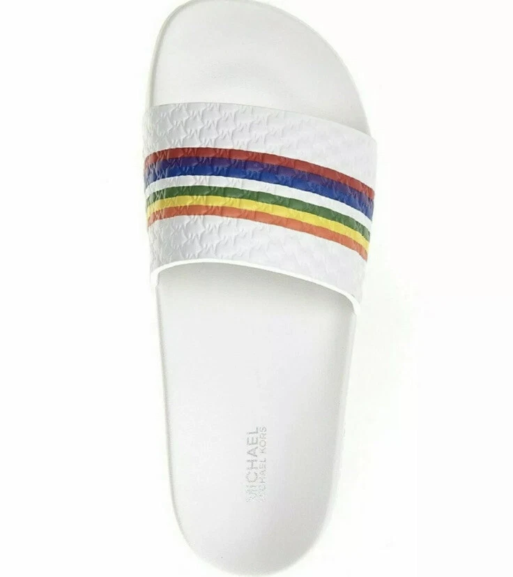 Michael Kors Gilmore Rainbow Pride - Blanco Para Mujer Talla 9 Diapositivas Auténtico Nuevo en Caja Foto 3 de 4