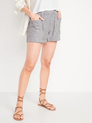 Old Navy Women's High-Waisted Railroad-Stripe Linen-Blend Shorts Size 3X  (Plus) | eBay