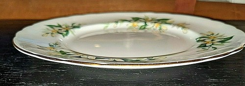Flor nupcial toscana flor de azahar hueso China 8 1/4" borde dorado Inglaterra - Imagen 4 de 6