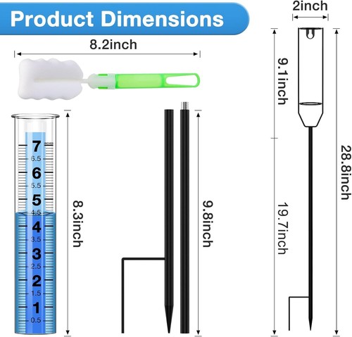 Rain Gauge, 7" Freeze-Proof Thickened Transparent Plastic Rain Gauge Outdoor, La - Picture 6 of 9