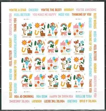 Mint US Thinking of You Pane of 20 Forever Stamps Scott# 5803-5807 (MNH)