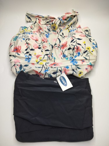 OLD NAVY White Floral V-Neck Swing Tankini High Waist Two Piece Bathing Suit - 第 11/11 張圖片
