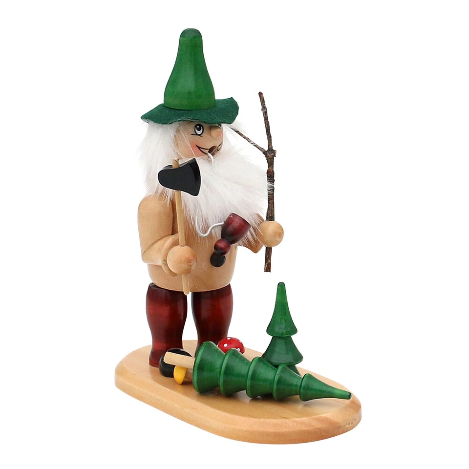 Holz Räuchermann Waldwichtel  Räuchermännchen   Räucherfigur auf Brett