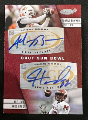 ADARIUS BOWMAN James Hardy 2008 SAGE Brut Sun Bowl #A47 Rookie Card RC Dual AUTO