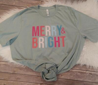 Christmas T-shirt Bella Canvas Unisex Adult 2XL Merry And Bright