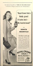 Royal Crown Cola Bonita Granville SONG OF THE OPEN ROAD Vintage Print Ad 1944