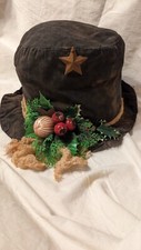 Handmade Primitive Christmas Black Snowman Hat