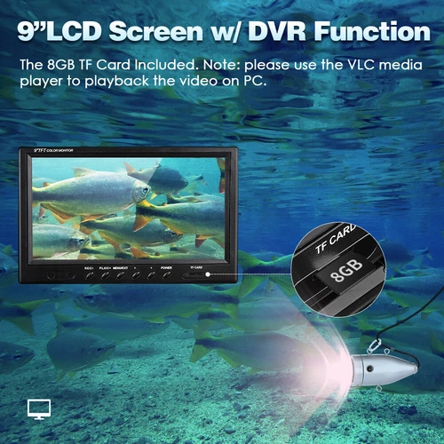 Eyoyo 9'' Underwater Fishing Camera 360° Panning Camera with 8GB Video Recording - Picture 2 of 15