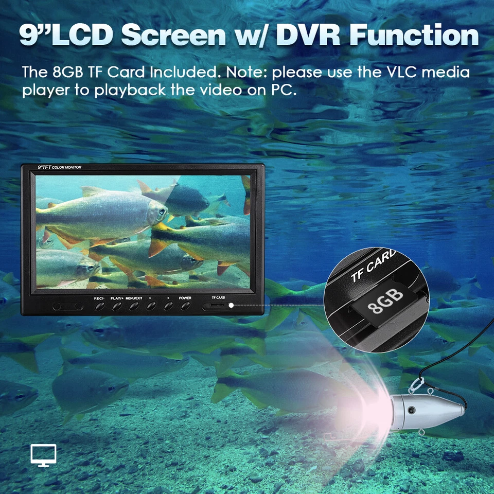 Eyoyo 8G Underwater Fishing Camera 360° Horizontal Panning Camera 9in 30M Cable - Image 2 of 4