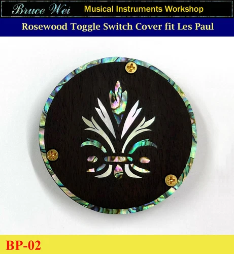Bruce Wei, Rosewood Switch Plate Cover fit Les Paul, Abalone & MOP Inlay (BP-02)