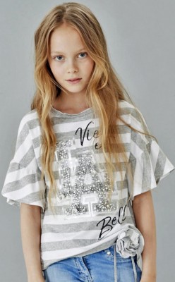 ELSY Girl Blusenshirt LABEL mit Volantärmel Gr. 8/128 NEU%%%