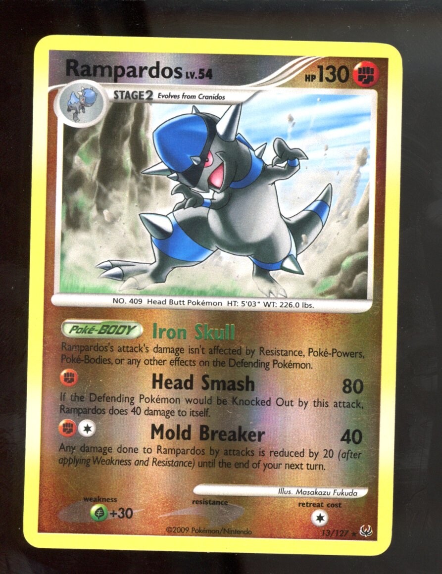 rampardos pokemon card value 2009 Pokémon RAMPARDOS 13/127 Platinum Holo Rare Lightly Played LP
