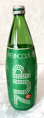 ACL Wrap- Rare -1976 Seven 7 Up- King 32 oz -Green Glass Soda-Pop Bottle-w/ CAP
