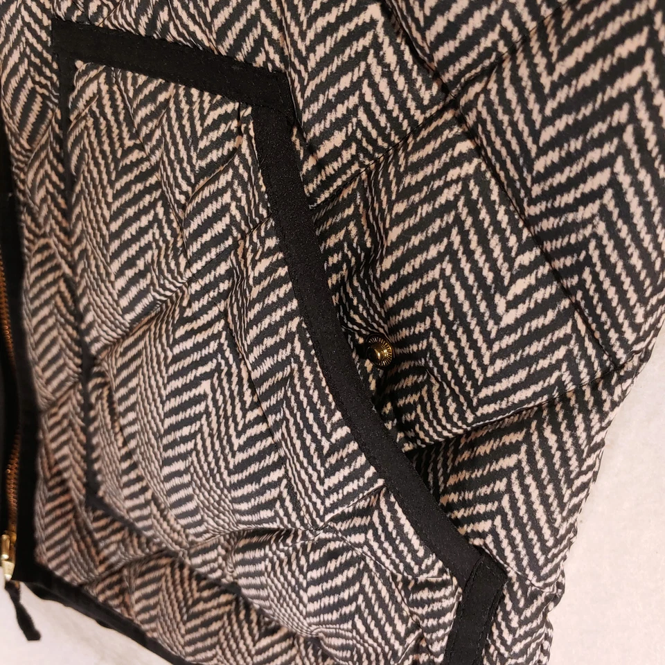 Chaleco acolchado J Crew para mujer S acolchado espiga plumón de ganso marrón bolsillo aislante Foto 3 de 4