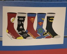 Justice League Casual Crew Sock 5 Pair Shoe 8-12 DC Comics Batman Superman New