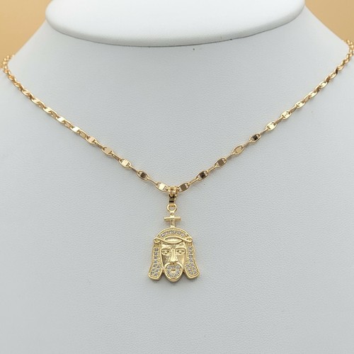 18K Gold Plated Cz Jesus Face Pendant 