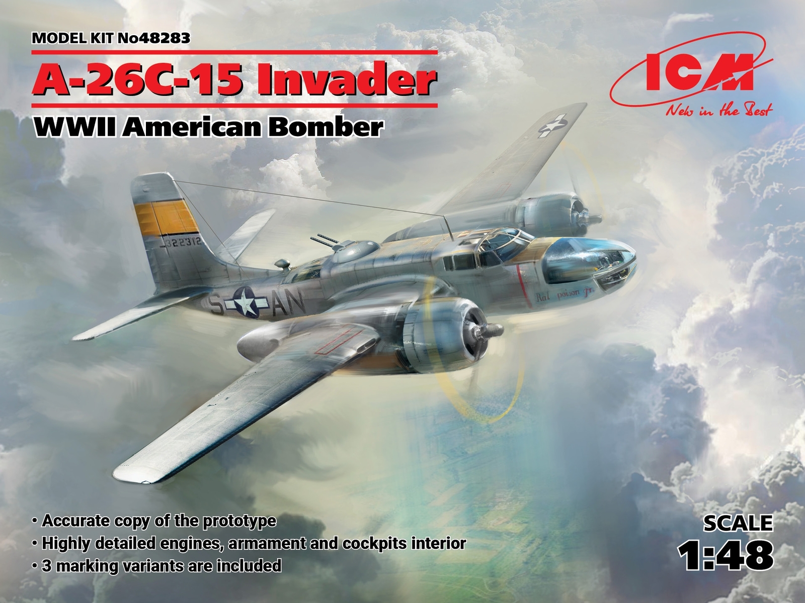 ICM 48283 1:48 A-26С-15 Invader, WWII American Bomber