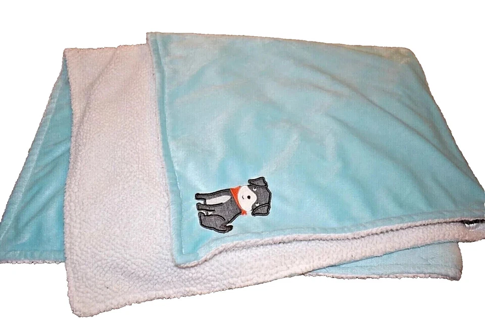 8S!¡GUAU! Manta de cuna Carter's Puppy Dog Aqua de terciopelo de felpa blanca Sherpa Foto 3 de 4