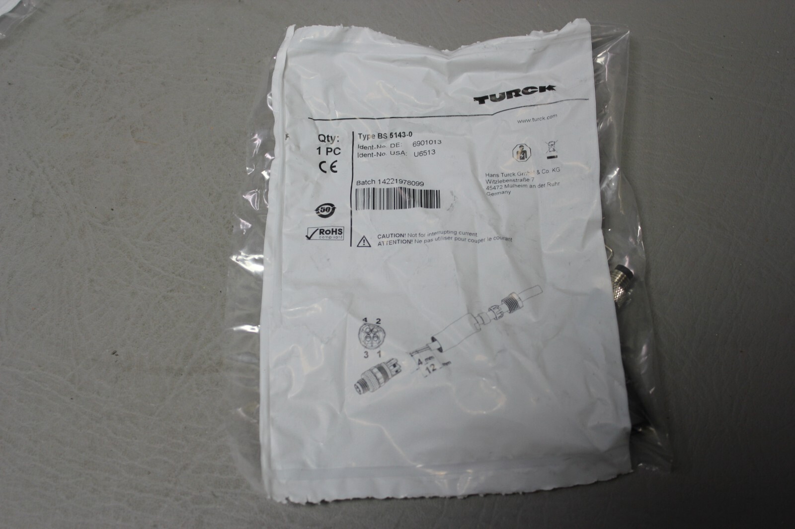 NEW TURCK FIELD WIREABLE CONNECTOR BS 5143-0 6901013