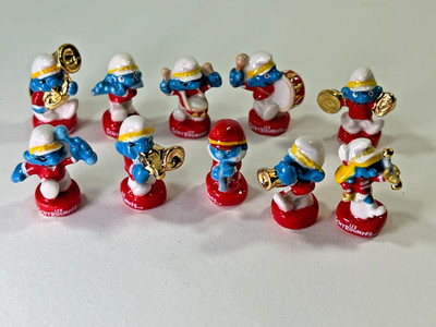 Smurf Fanfare Band - Ceramic Mini French Feves - Set of 10 - Licensed Peyo 2022