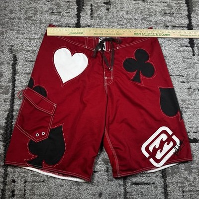 サーフィン・ボディボード 00s Billabong Taj Burrow SIGNATURE Billabong Board Shorts Mens 38 Red Taj Burrow Poker Card Y2K Surf