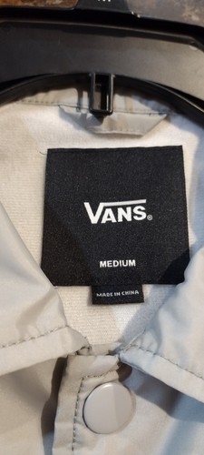 VANS Off the Wall Jacket Mens Medium Gray Snap Button Long Sleeve with Pockets - Picture 5 of 7