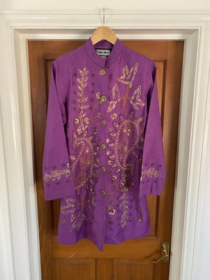 Indigo Moon Abendjacke Gr. M lila bestickt Pailletten Boho Festival Indien