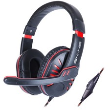 Gaming Headset with Rotating Microphone - Soft Adjustable Headband - Red