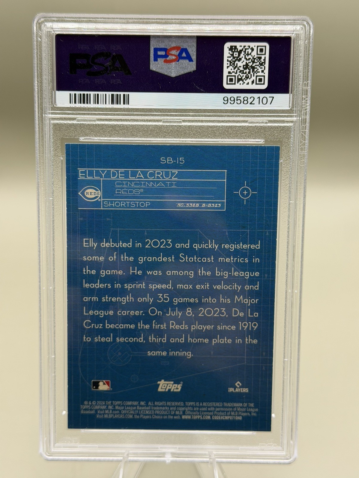 2024 Topps Series 1 - Superstar Blueprint Elly De La Cruz #SB-15 (RC) PSA 9 MINT view 2