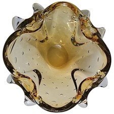 Vassoio cenere o porta caramelle vintage in bolle di miele di Murano Italia anni 70