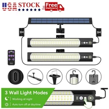 Double Head Solar Power LED Pendant Light Garage Shop Lamp Shed Barn Gazebo Yard