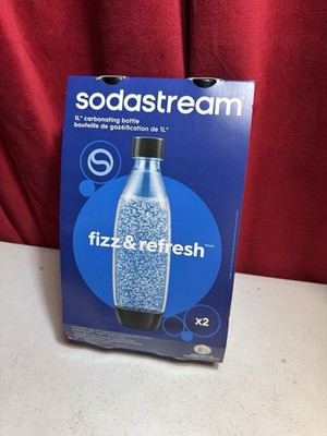 SodaStream Carbonating Bottles 2 pack 1 Liter Black Tops -M