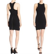 Rebecca Minkoff Jenn Dress Ribbed Exposed Zip Bodycon Bandage Black Size Small