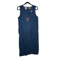 Disney Direct Vintage Denim Maxi Jumper Dress Embroidered Teacher Womens Medium