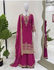 Festival Wear Faux Georgette Palazzo Suit With Dupatta For Women