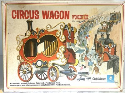 Vtg 1971 Craft Master Circus Wagon Wooden Model Kit W/Wagon Lamp #50127  NIB