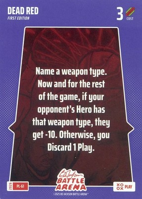 2026 Bo Jackson Battle Arena Play Card #PL-61 DEAD RED
