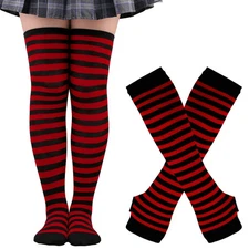 2pair Long Stripe Socks Cotton Over Knee Gothic Punk Lolita Arm Sleeve Gift