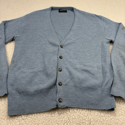 Vintage 80s Puritan Sweater Mens Large Blue Acrylic Cardigan 