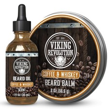 Viking Revolution Coffee and Whiskey Beard Balm for Men 2oz and Beard Oil 1 f...