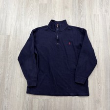 Vintage Polo Ralph Lauren 1/4 Zip Sweater Men's XLT Blue Pullover 90s Preppy