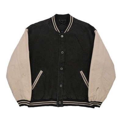 Basic Editions Varsity Jacket - Large Black Cotton
