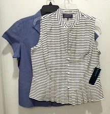 Pair of 2 Jones New York Summer Career Blouses, Size Large Petite, NWT