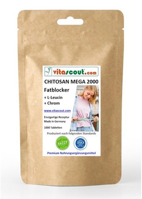 CHITOSAN 2000 Fettblocker + Leucin + Chrom - 1000 Tabletten  Einzigartige Formel