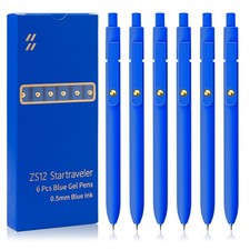 Blue Pens, 6 Pcs Blue Ink Pens Fine Point Smooth Writing Pens, 0.5mm Colored ...